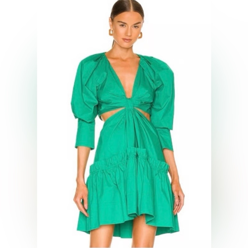 A.L.C. Womens 4 Dress Mini Alexa Cut-Out Poplin Cotton Green NWT